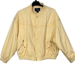 VTG La Paz Catalina Bomber Jacket Yellow Zip Pockets Vented Yacht Boat Grandpa
